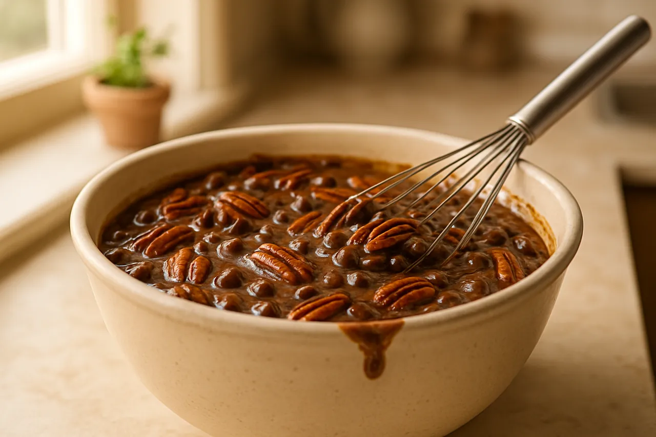 Chocolate Bourbon Pecan Slab Pie