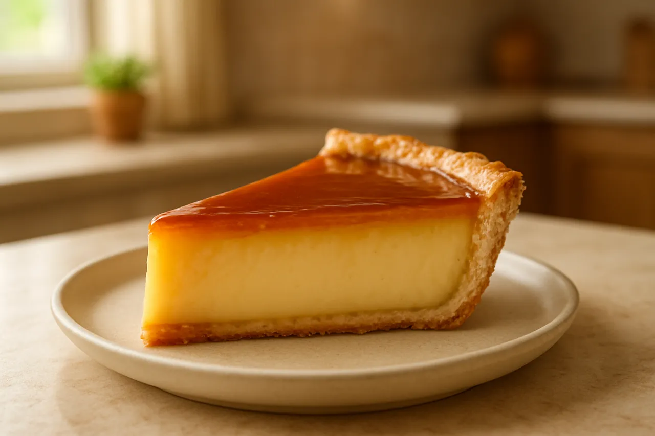 Creamy Flan Pie with Caramel Topping