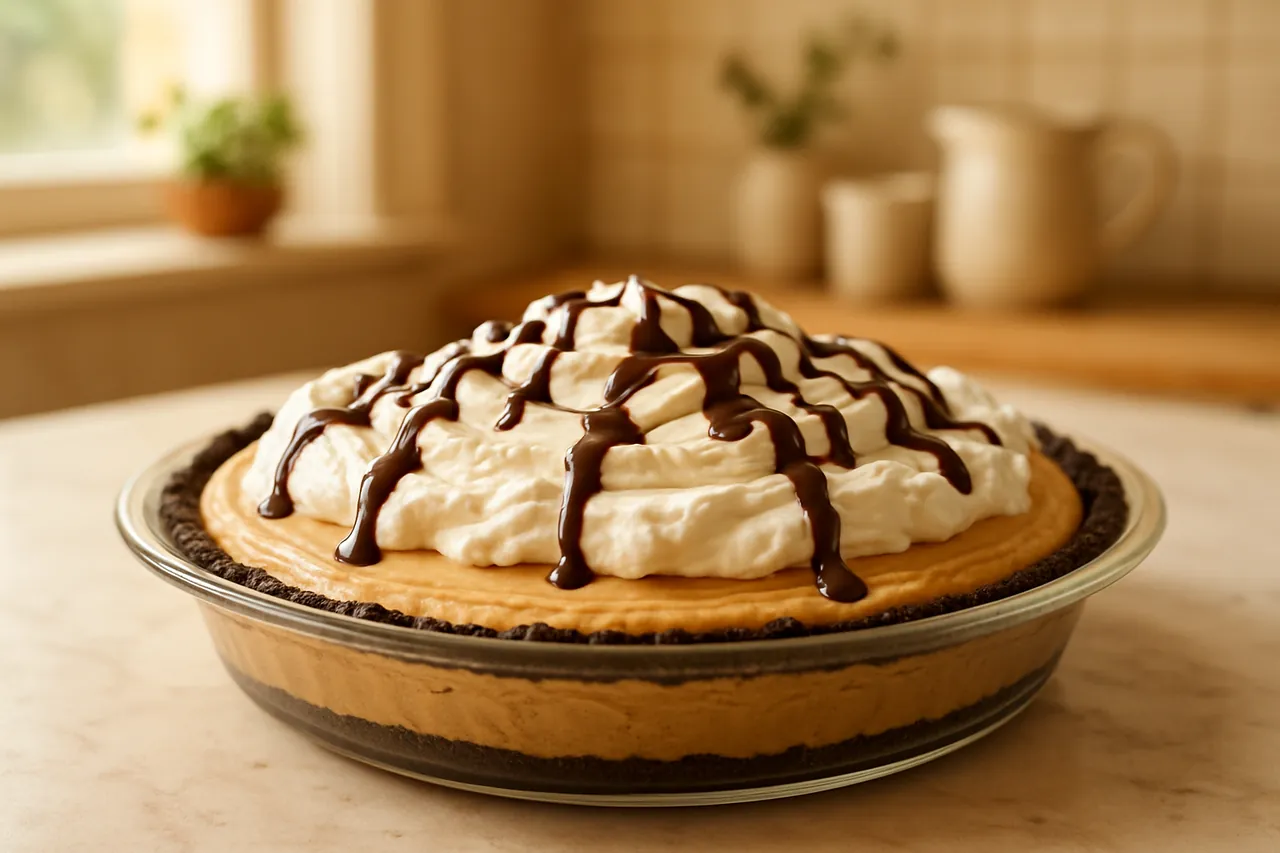 Creamy Peanut Butter Pie with Chocolate Drizzle