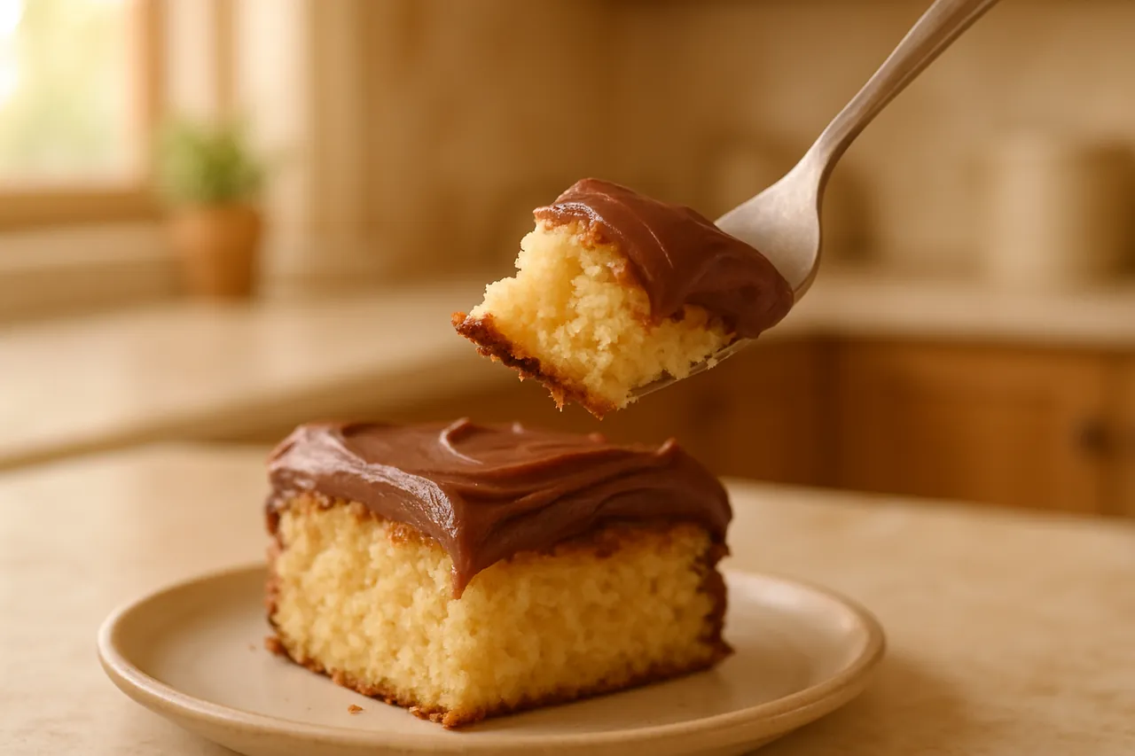 Homemade Moist Yellow Cake with Rich Chocolate Frosting
