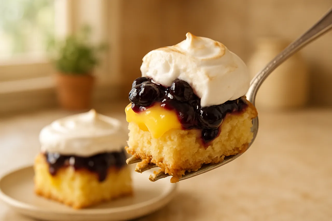Lemon Blueberry Meringue Cake