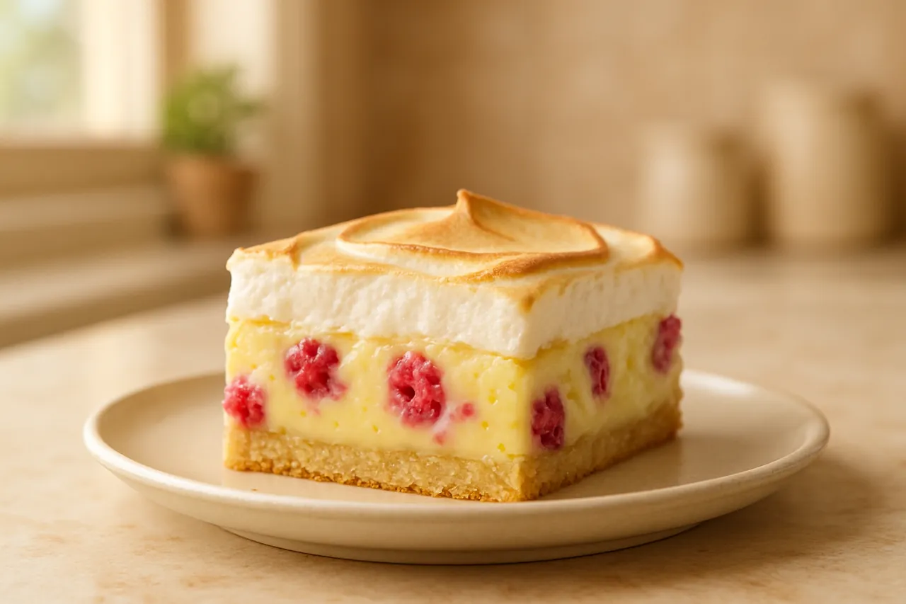 Meyer Lemon Raspberry Meringue Slab Pie